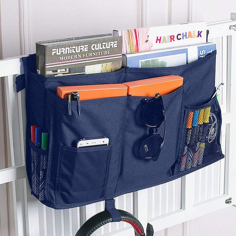Createy Bunk Bed Organizer, Bedside Storage Caddy, Hanging Pocket for Camp, Dorm Room, Hospital Bed Rail and More (Navy Blue) - Image 2